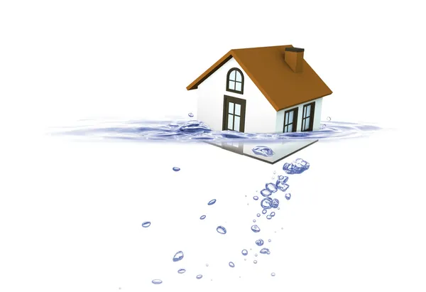 House sinking in water, Real estate housing crisis, Insurance concept — Stock Photo, Image