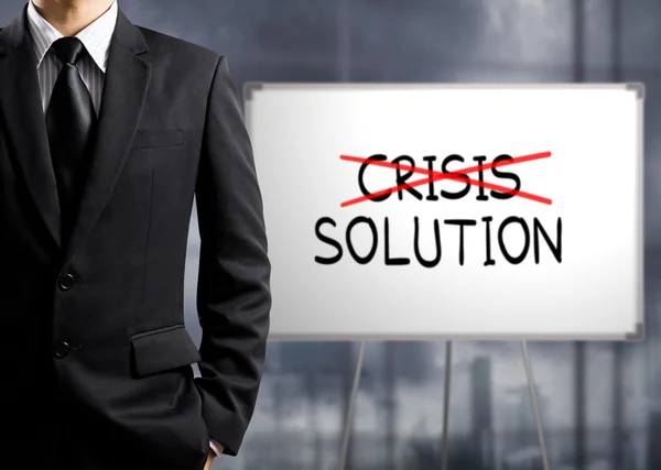 Business man cross crisis and find solution, Concept of Success — Stock Photo, Image