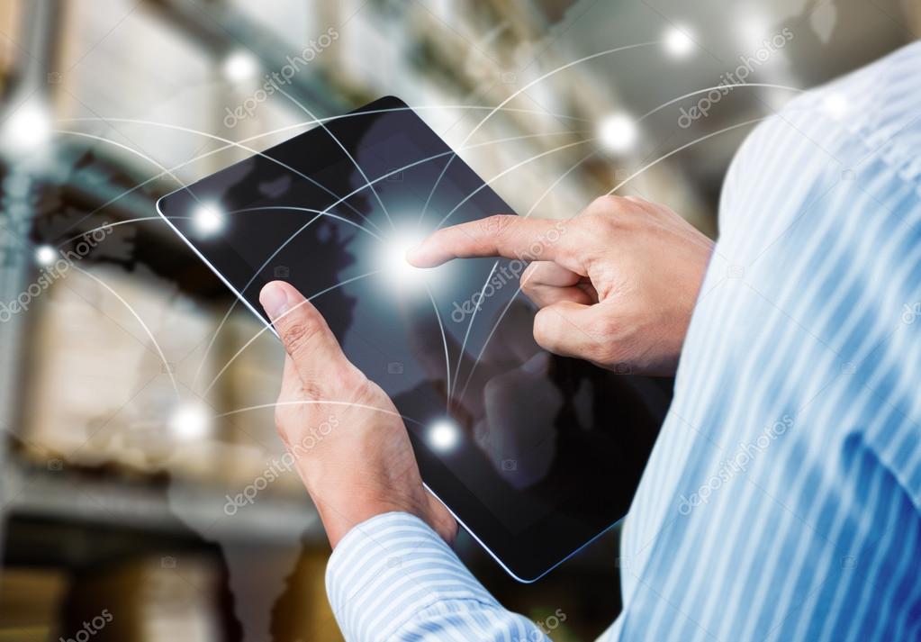 Concept of fast or instant shipping, Online goods orders worldwide