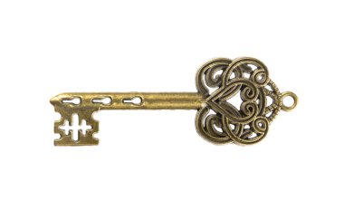 izole edilmiş eski altın ve bronz anahtar, başarılı konsept