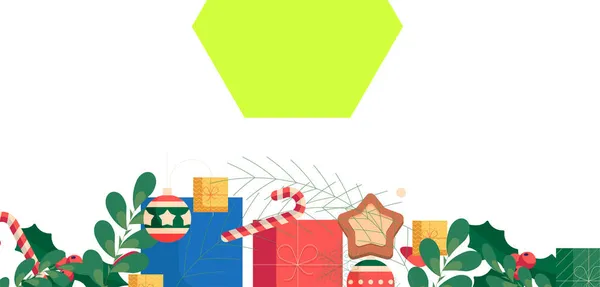 Feliz Navidad Felices Fiestas Tarjeta Felicitación Banner Regalos Navidad — Vector de stock