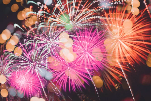 Absztrakt Háttér Színes Tűzijáték Háttér Sok Színes Háttere Újévi Ünnepség — Stock Fotó
