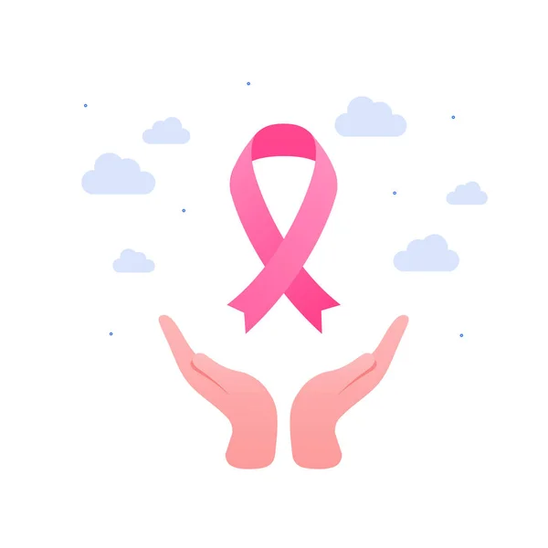Human Breast Cancer Awareness Month Concept Vector Flat People Illustration — Stock Vector
