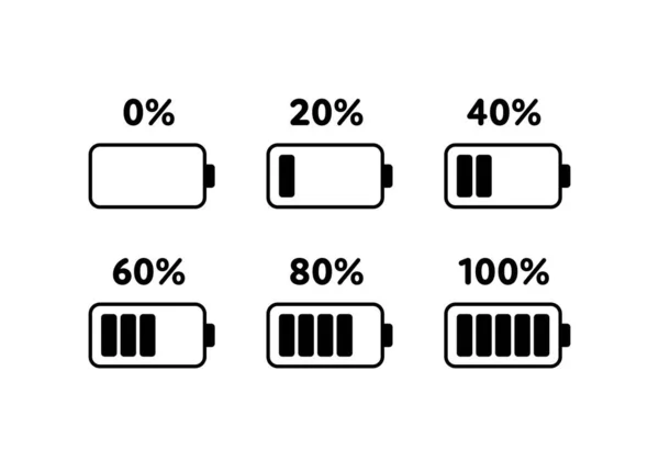 Battery Recharge Icon Set Vector Flat Illustration Black Color Icons — Stock Vector