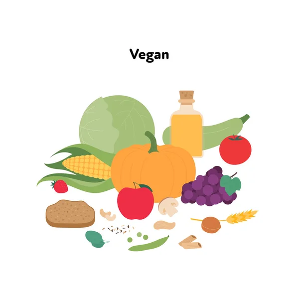 Placa Comida Concepto Ejemplo Ilustración Plana Vectorial Vegano Dieta Vegetariana — Archivo Imágenes Vectoriales