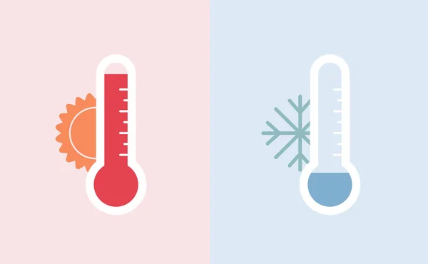 Umweltproblem Und Extremwetterkonzept Vektorflache Icon Illustration Farbthermometer Symbol Für Hitze — Stockvektor