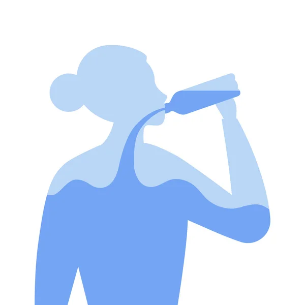 Dehydration Concept Vector Flat Healthcare Illustration Human Female Body Silhouette — Image vectorielle