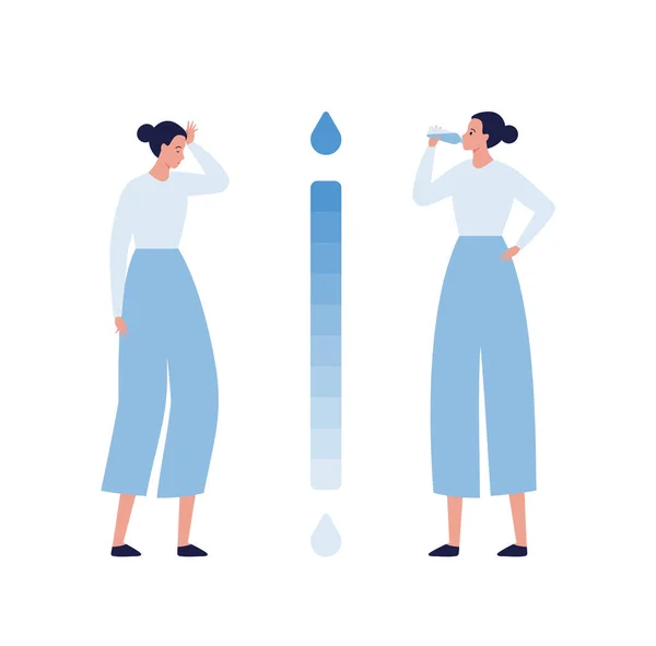 Dehydration Concept Vector Flat Healthcare Illustration Dehydrated Woman Dehydration Symptom — Stock vektor