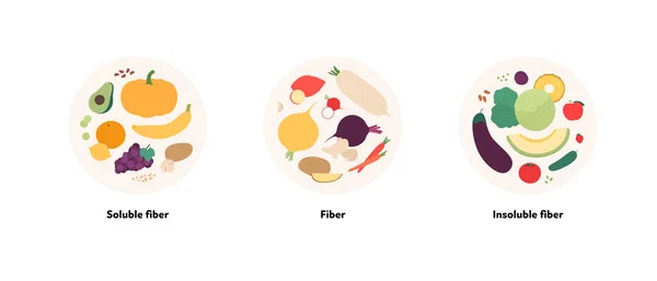Food Guide Healthy Eating Concept Vector Flat Design Various Soluble — Image vectorielle