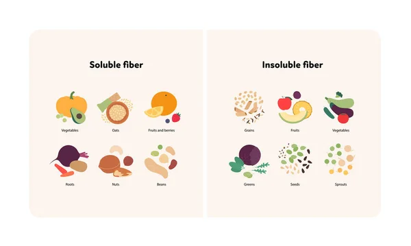 Food Guide Healthy Eating Concept Vector Flat Design Various Soluble — Stockvector