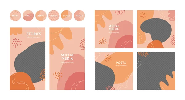 Banner Abstracto Conjunto Plantillas Post Redes Sociales Vector Colorido Diseño — Archivo Imágenes Vectoriales