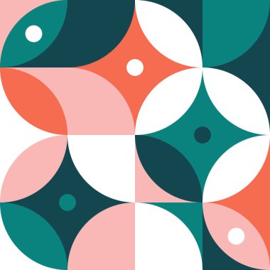 Geometrik soyut arkaplan koleksiyonu. Renkli vektör çizimi. Kusursuz arkaplan için modern biçim dokusu. Beyaz, pembe, yeşil ve kırmızı renk. Paket kağıdı için tekstil tasarımı.