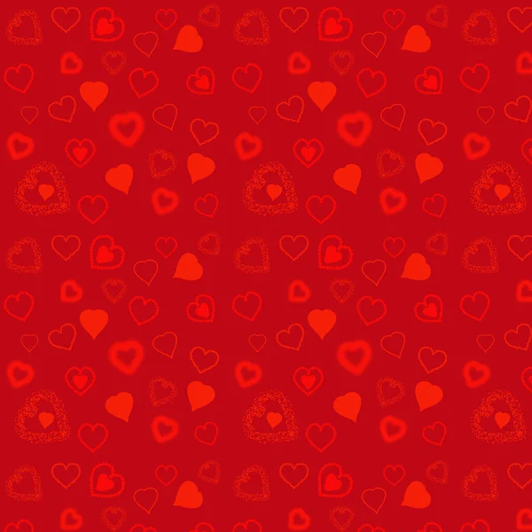 Siyah Arka Planda Kırmızı Kalpleri Olan Kusursuz Bir Desen Sevgililer — Stok fotoğraf