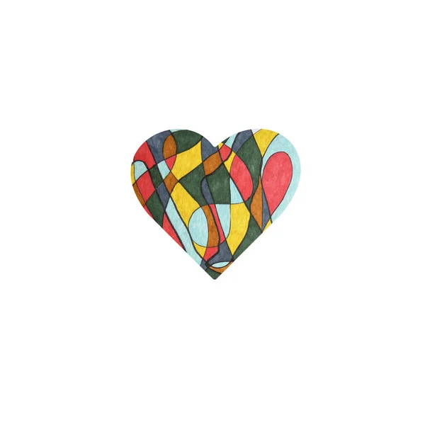 Abstrakt Handmålade Hjärtformade Element Måla Med Flerfärgade Markörer Design Element — Stockfoto