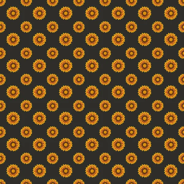 Seamless Pattern Yellow Bright Flowers Dark Background Textile Fabric Design — Fotografia de Stock