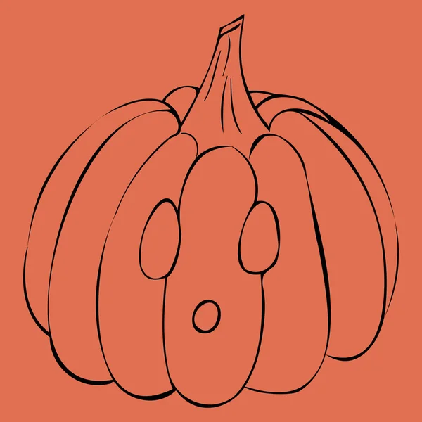 Art Vectoriel Halloween Doodle Citrouille Sur Fond Orange — Image vectorielle