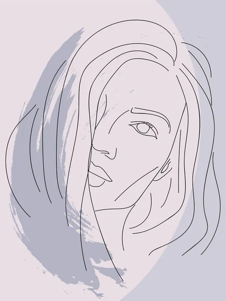 Çizgi Çizimi Kız Portresi Logo Kapak Boho Tarzı Modern Vektör — Stok Vektör