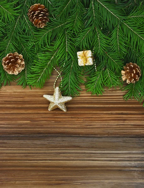 Sfondo di Natale: rami di abete con albero di Natale deco Immagini Stock Royalty Free