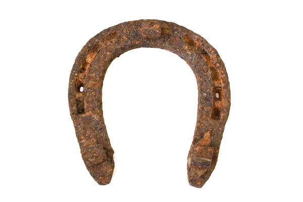 Ancient rusty horseshoe isolated on a white background — Stock Photo, Image