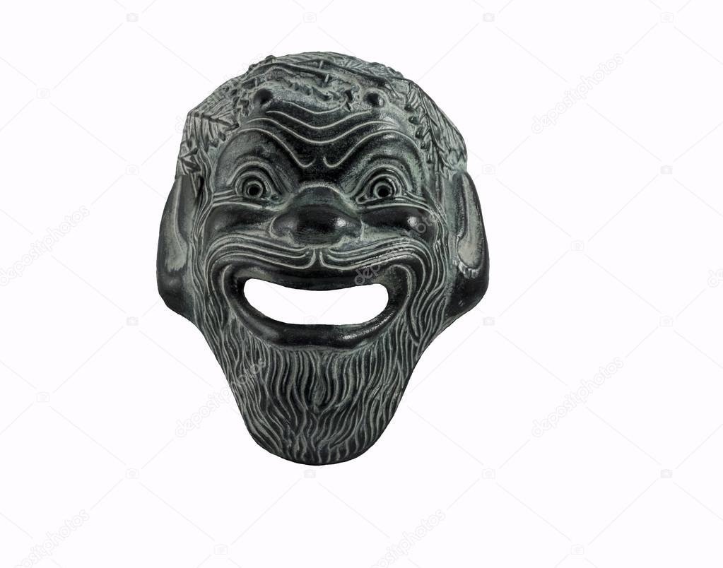Comedy mask in greek theater isolated on white