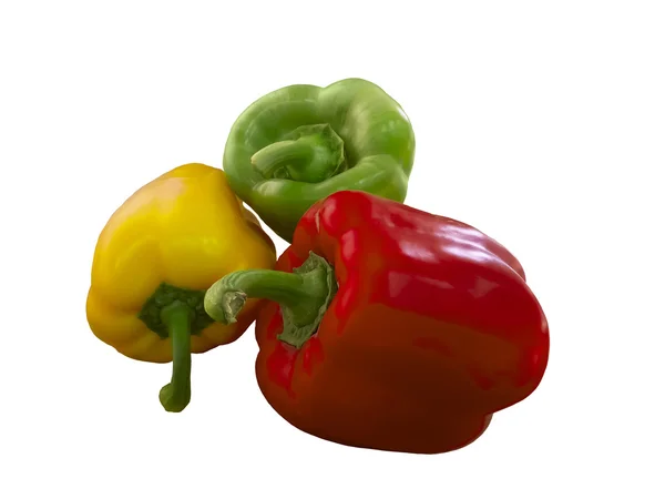 Colorful bell peppers isolated on white background — Stock Photo, Image
