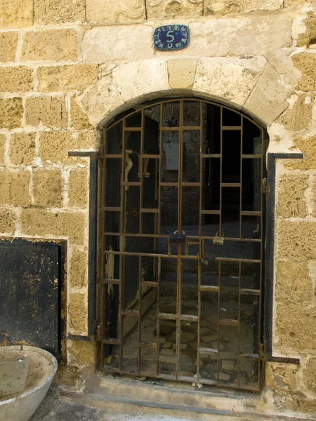 Paslı eski demir kafes kapı — Stok fotoğraf
