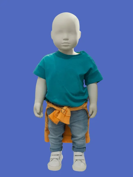 Image Pleine Longueur Mannequin Vitrine Enfant Portant Des Vêtements Décontractés — Photo