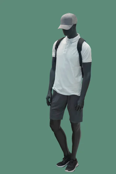 Image Pleine Longueur Mannequin Masculin Portant Des Vêtements Décontractés Isolés — Photo