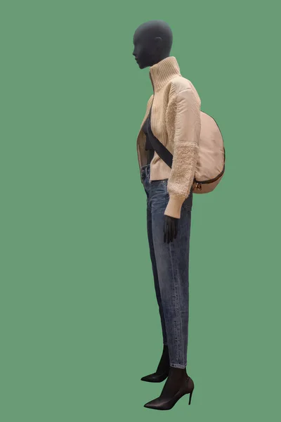 Full Length Εικόνα Μιας Γυναίκας Μανεκέν Οθόνη Φορώντας Μοντέρνα Ρούχα — Φωτογραφία Αρχείου