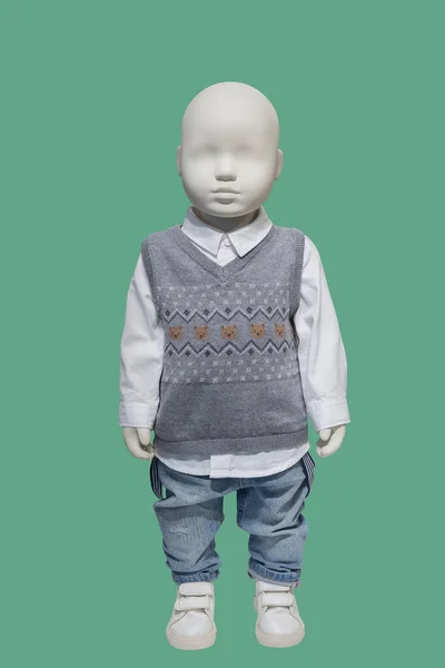 Imagem Comprimento Total Manequim Exibição Infantil Vestido Com Colete Malha — Fotografia de Stock