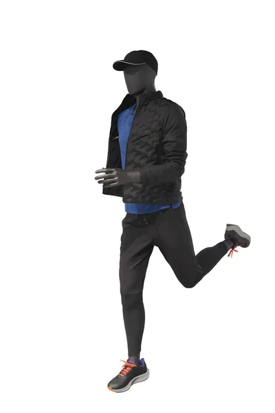 Plná Délka Obraz Běžící Mužské Displej Figuríny Sobě Sportovní Oblečení — Stock fotografie