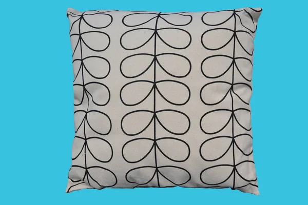 Decorative Cushion Geometric Pattern Isolated Blue Background — Stock Photo, Image