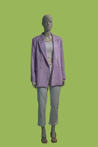 Pełna Długość Obraz Manekina Wyświetlacza Kobiet Noszenie Modne Ubrania Izolowane — Zdjęcie stockowe