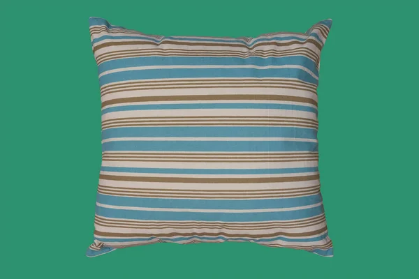 Square Striped Decorative Throw Pillow Isolated Green Background — Foto de Stock