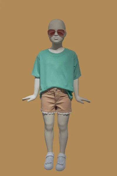 Full Length Image Child Display Mannequin Wearing Fashionable Clothes Isolated — 스톡 사진