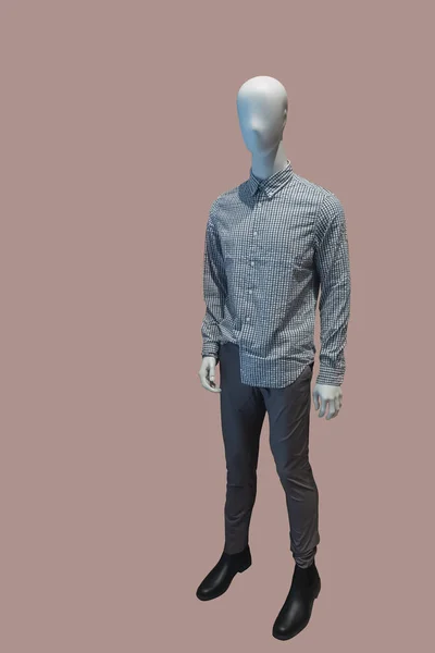 Full Length Image Male Display Mannequin Wearing Long Sleeve Plaid — Fotografia de Stock