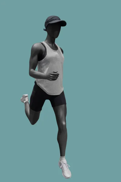 Full Length Image Running Male Display Mannequin Wearing Sportswear Isolated — Zdjęcie stockowe