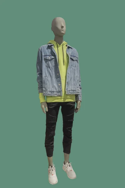 Full Length Image Male Display Mannequin Wearing Fashionable Clothes Isolated — Stockfoto