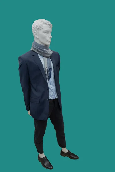 Full Length Image Male Display Mannequin Wearing Blue Jacket Black — 스톡 사진