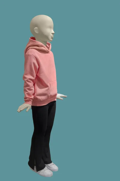 Full Length Image Child Display Mannequin Wearing Fashionable Clothes Isolated — Zdjęcie stockowe