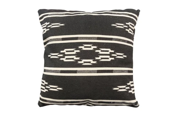 Decorative Pillow Knitted Geometric Pattern Isolated White Background — Foto de Stock