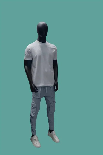 Full Length Image Male Display Mannequin Wearing White Shirt Grey — Stok fotoğraf