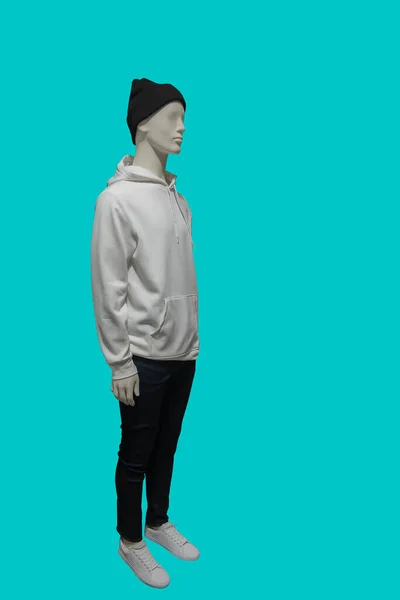 Image Pleine Longueur Mannequin Masculin Portant Sweat Capuche Poche Kangourou — Photo