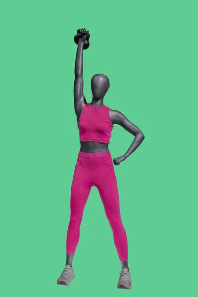 Full Length Image Female Display Mannequin Wearing Sportswear Isolated Green — Stock Photo, Image
