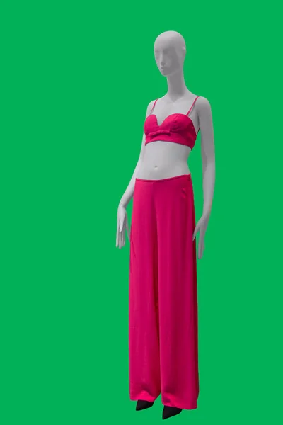 Imagem Comprimento Total Manequim Exibição Feminino Vestindo Calças Vermelhas Bonitas — Fotografia de Stock