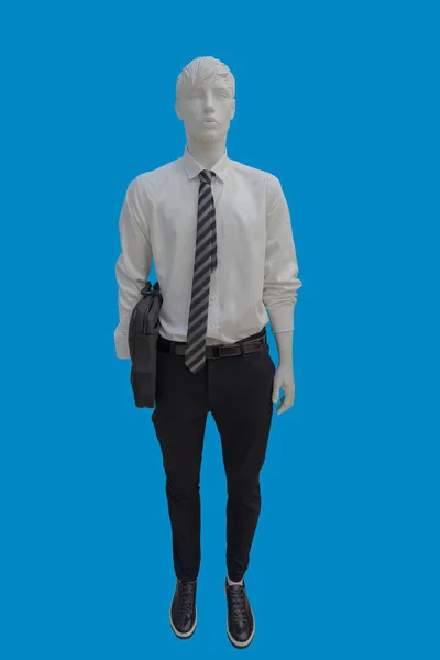 Imagem Comprimento Total Manequim Exibição Masculino Usando Camisa Branca Gravata — Fotografia de Stock