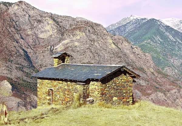 Small Church High Up in the Mountains Stock Photo