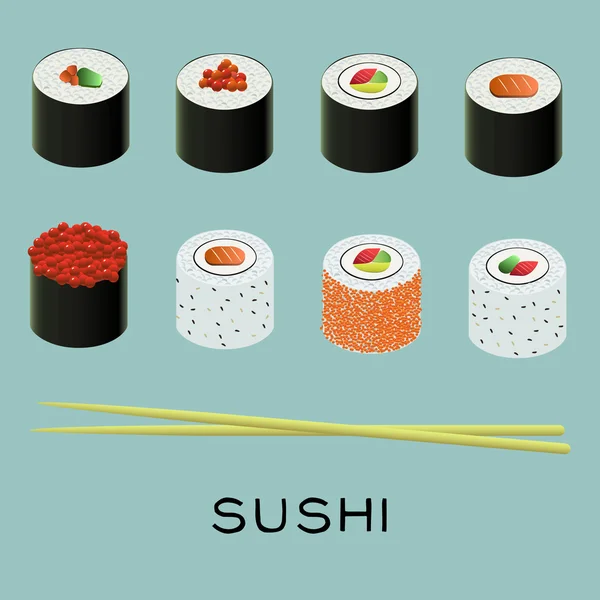Vector illustration of sushi set — Stock Vector