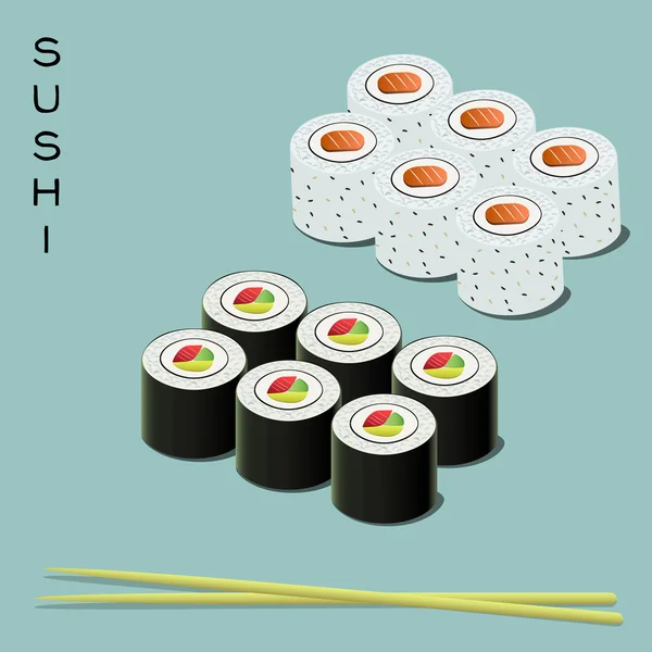 Vector illustration of sushi set — Stock Vector