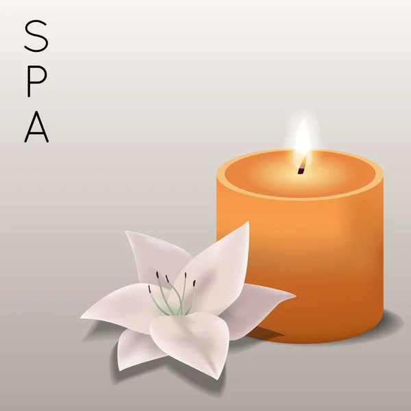 Ilustração vetorial de spa com flor e vela — Vetor de Stock